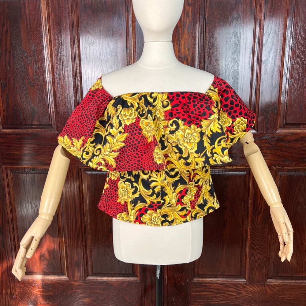 7th Avenue Design Studio NY&C Mixed Print Off the Shoulder Top Size L New